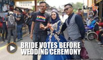 Bride stops to vote enroute to wedding ceremony