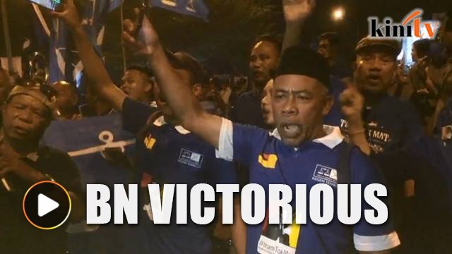 BN celebrates defeating Harapan in all but one polling district