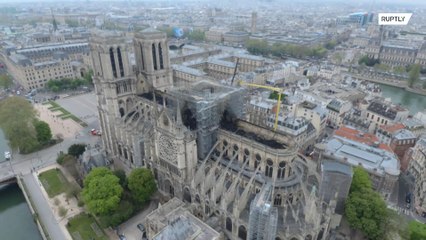 لقطات جوية تظهر أضرار كنيسة "نوتر دام"