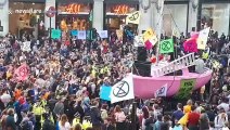 Extinction Rebellion protesters cause traffic disruption in Oxford Circus, London