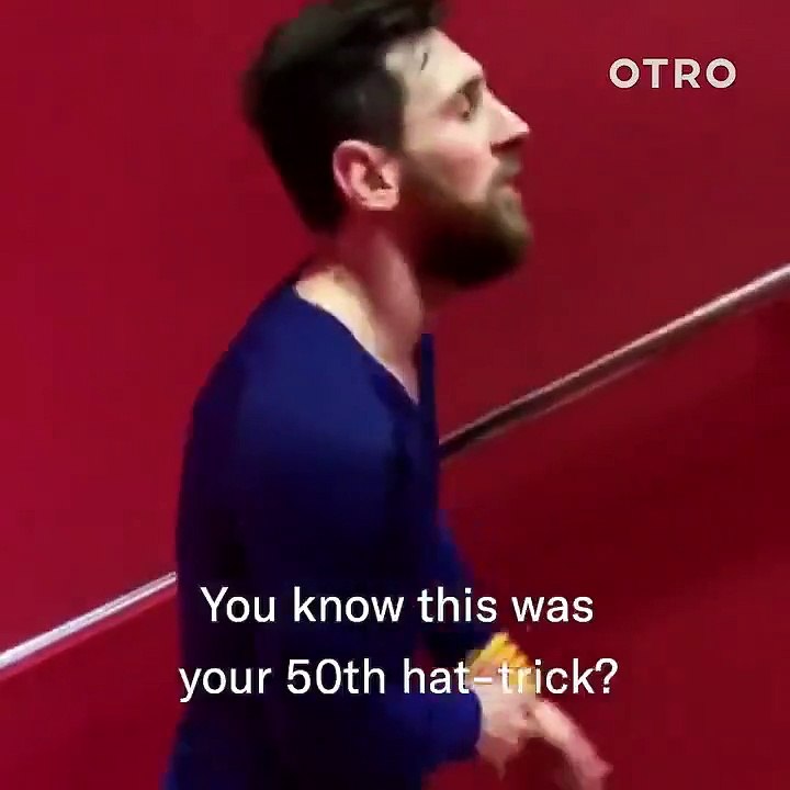 Messi funny reaction upon hearing he scored his 50th career hat trick