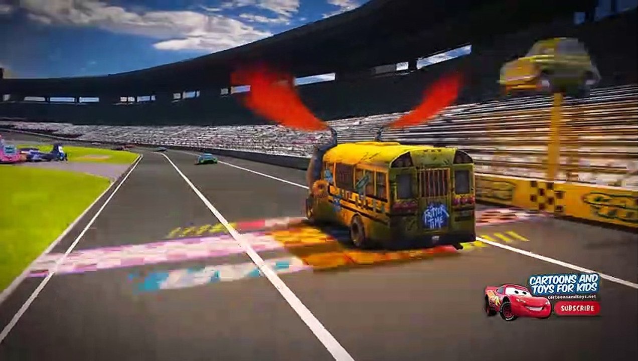Cars 3 Miss Fritter Time Demolition Derby Nascar Race - Lightning Mcqueen Jackson Storm Cruz Ramirez