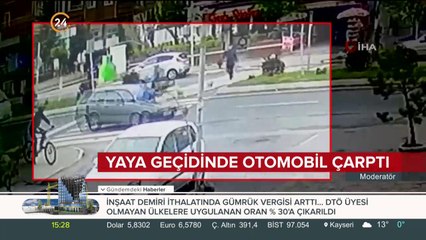 Yaya geçidinde otomobil çarptı