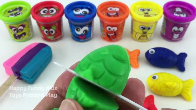 Apprendre les Couleurs avec Play Doh Poisson à la Crème Glacée de Popsicle et Cookie Moules à Oeufs Kinder Zuru 5 Surprise Jouets