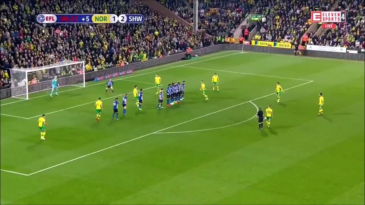 Norwich City [2]-2 Sheffield Wednesday - Mario Vrančić  fantastic 97th minute free kick goal