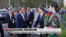 President Moon begins four-day state visit to Uzbekistan; scheduled to address parliament