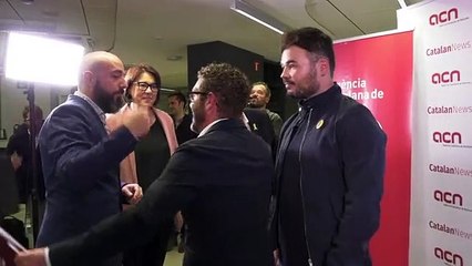 Ambient a la seu de l'ACN durant la conferència de premsa d'Oriol Junqueras