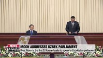 Pres. Moon addresses Uzbek parliamentarian in first for S. Korean leader