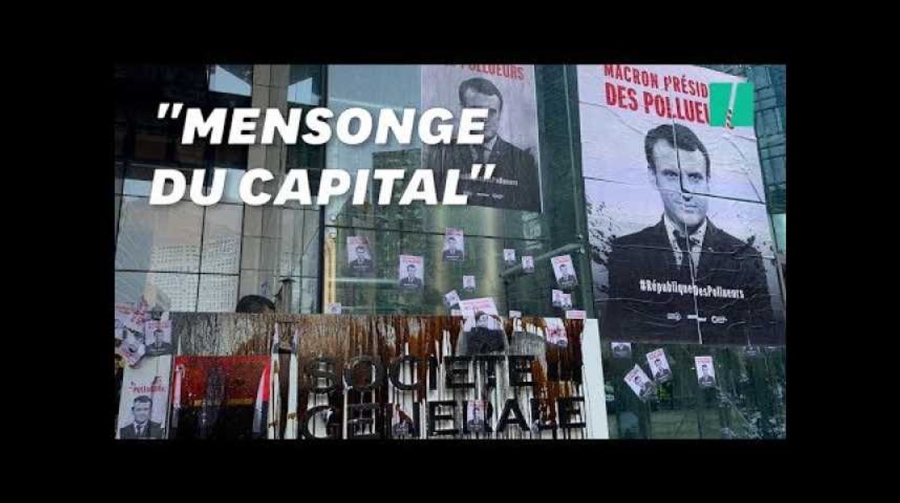 La Société Générale à la Défense assiégée par des militants écologistes