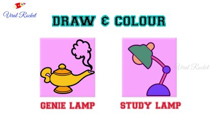 Genie Lamp Drawing and Colouring for kids  | Study Lamp drawing for children | Art Breeze # 11 | Learn Colouring and Drawing for kids - Viral Rocket