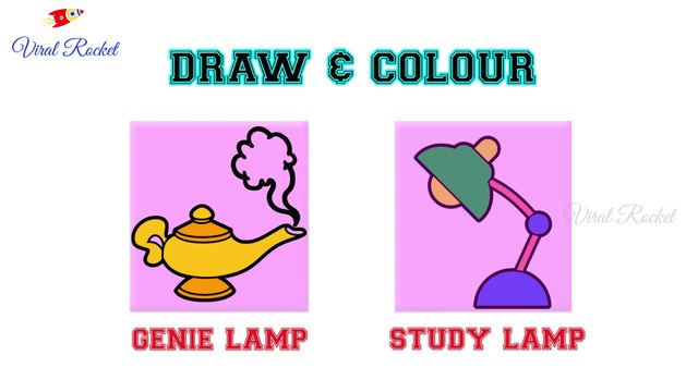 Genie Lamp Drawing and Colouring for kids | Study Lamp drawing for children | Art Breeze # 11 | Learn Colouring and Drawing for kids - Viral Rocket