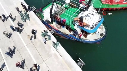 5 ton uyuşturucunun ele geçirildiği tekne havadan görüntülendi