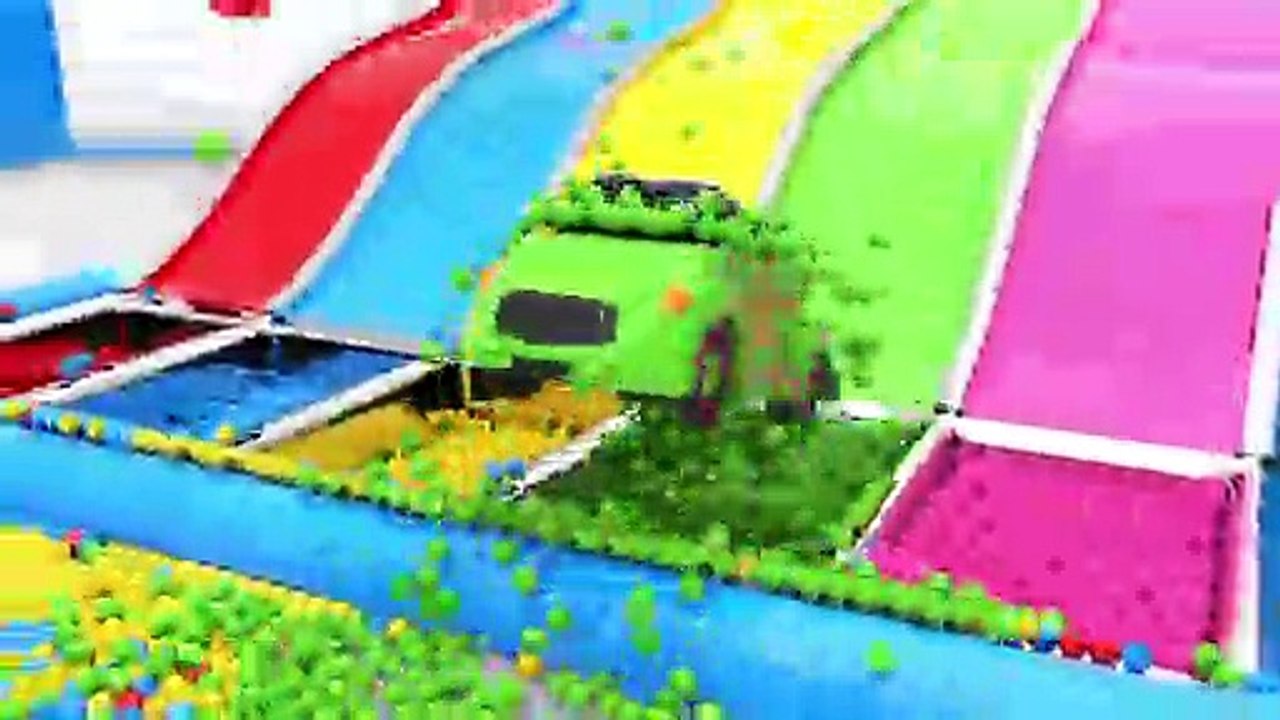 Cars play with Color Balls on Toy Slider