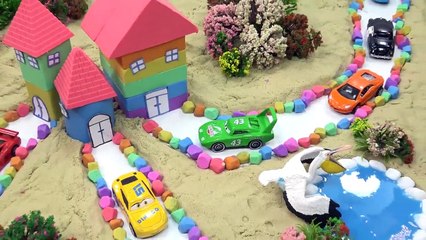 Learn Colors and How To Make Rainbow Birthday Cake with Slime Glitter, Kinetic Sand for Kids