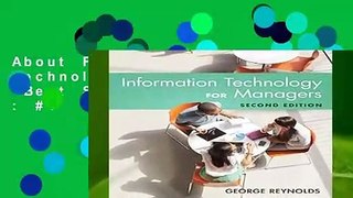 About For Books  Information Technology for Managers  Best Sellers Rank : #4