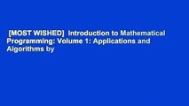 [MOST WISHED]  Introduction to Mathematical Programming: Volume 1: Applications and Algorithms by