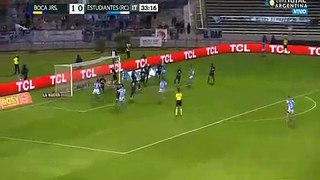 Boca Juniors saved by the crossbar and goal line clearances against Estudiantes