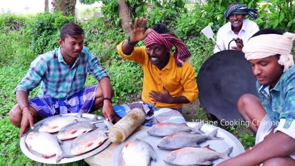 KING SIZE FISH FRY _ Red Pomfret fish Fry in Village cooking village style cooking....