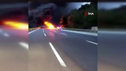 Adana’da yolcu otobüsü alev alev böyle yandı