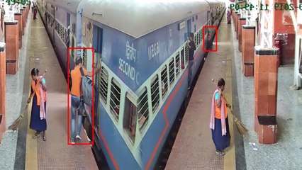 चलती ट्रेन पर चढ़ा युवक फिसलकर नीचे गिरा और फिर क्या हुआ, सीसीटीवी में देखिए