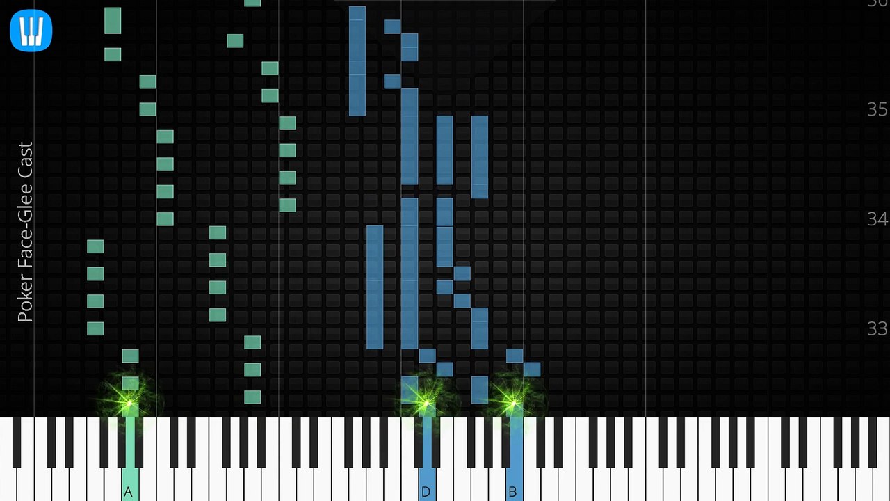  [Piano Solo]Poker Face, Glee Cast-Synthesia Piano Tutorial