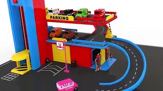 Learn Colors with Multi-Level Parking Toy Street Vehicles - Colors Collection for Children
