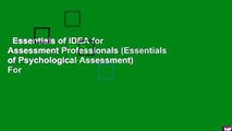 Essentials of IDEA for Assessment Professionals (Essentials of Psychological Assessment)  For