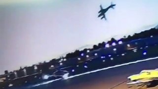 CCTV Footage of Beechcraft B60 Duke  plane crash during takeoff at Fullerton Municipal Airport