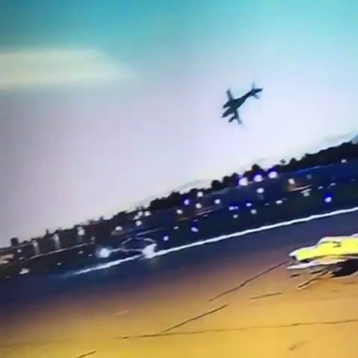 CCTV Footage of Beechcraft B60 Duke  plane crash during takeoff at Fullerton Municipal Airport