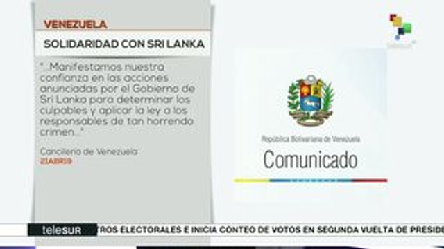 teleSUR Noticias: Solidaridad internacional con Sri Lanka tras ataques
