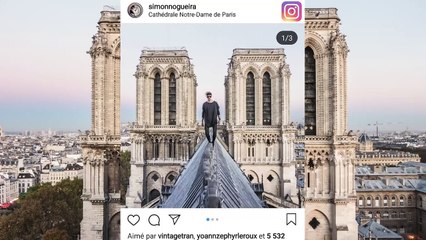Simon Nogueira explore le toit de Notre-Dame de Paris (2018)