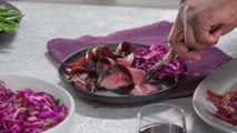 How to Make Red Wine Marinated Steak with Balsamic Onions and Slaw