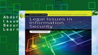 About For Books  Legal Issues In Information Security (Jones   Bartlett Learning Information