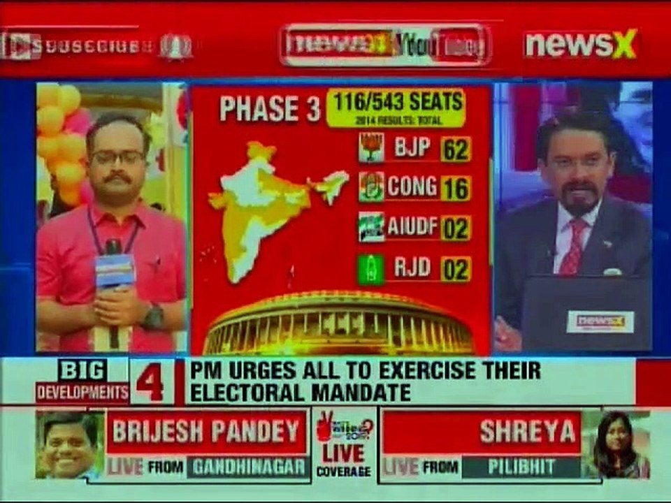 Lok Sabha Election 2019 Phase 3 Voting Day: PM Narendra Modi, Amit Shah in Gandhinagar, Gujarat