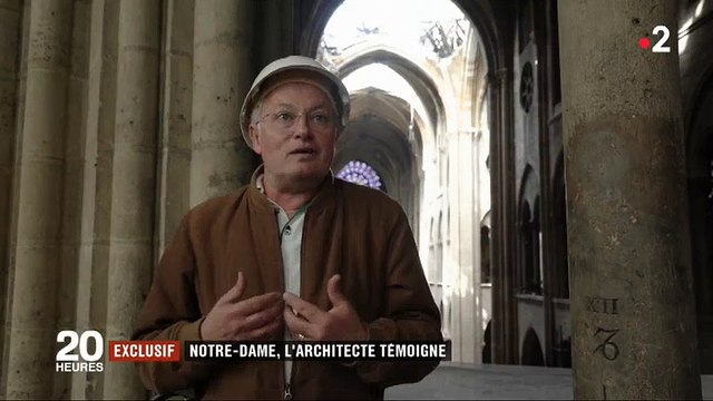 Exclu : Le journal de France 2 interview l'architecte en chef de Notre-Dame de Paris à l'intérieur de la cathédrale - Regardez