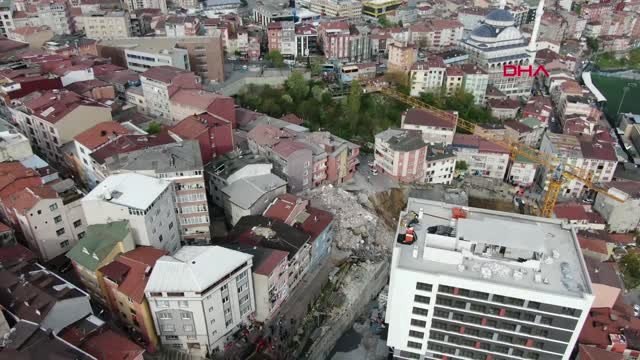 Kağıthane'de Çökme ve Yıkım Sonrası Son Durum Havadan Görüntülendi