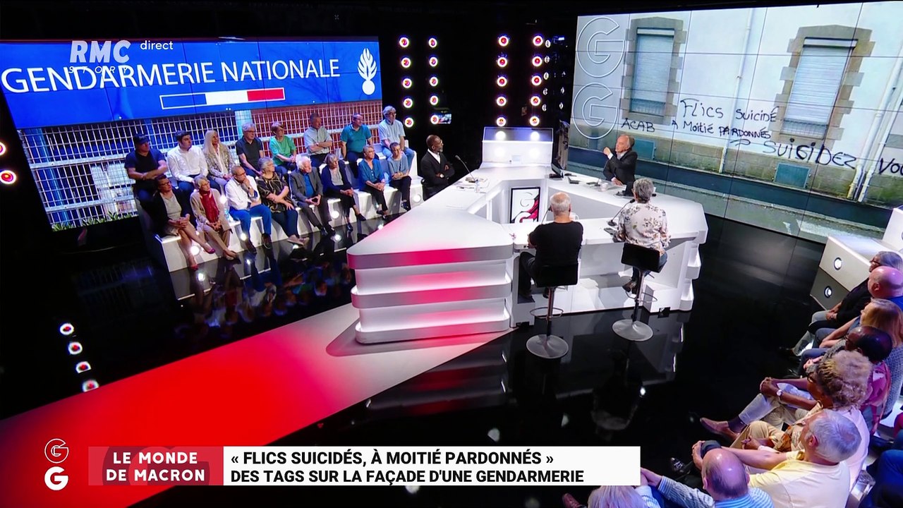 Le monde de Macron : "Flics suicidés, à moitié pardonnés", des tags sur la façade d'une gendarmerie - 23/04