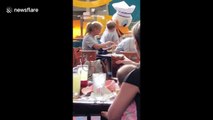 Two-year-old girl's cutest reaction to seeing Donald Duck at Florida's Disney World