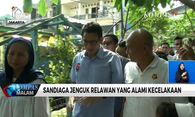 Sandiaga Jenguk Relawan yang Kecelakaan Saat Kawal Penghitungan Suara