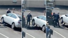 Ladrões roubam catalisador de um carro no meio da estrada em plena luz do dia