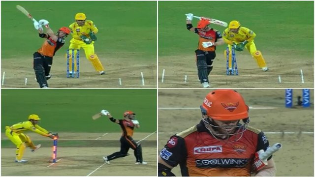 Dhoni stumping |IPL 2019 Chennai vs Hyderabad | வார்னரை மின்னல் வேகத்தில் ஸ்டாம்பிங் செய்த தோனி