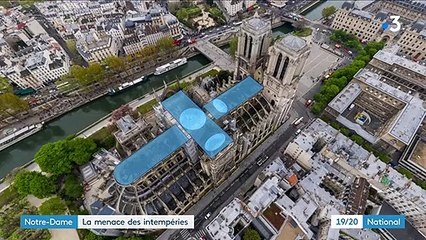 Notre-Dame : des bâches contre la menace des intempéries