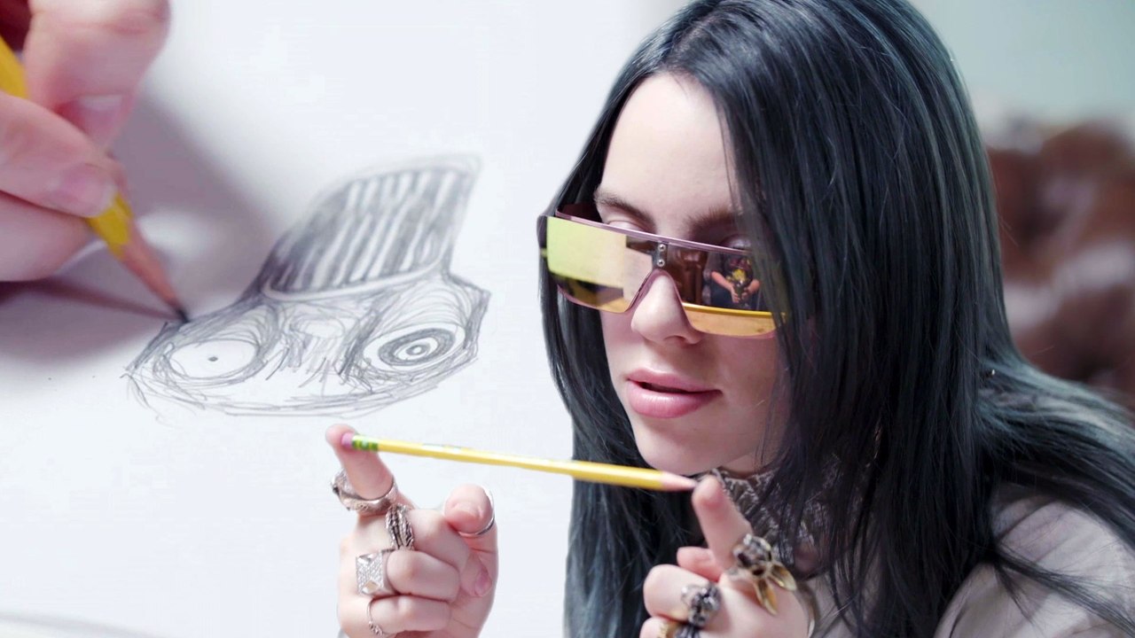 Billie Eilish Talks Her Love for Anime While Drawing Her Self-Portrait