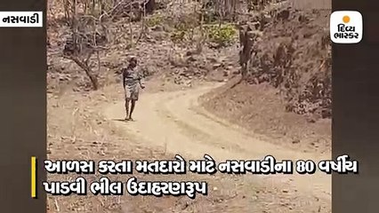 નસવાડીમાં 80 વર્ષના વૃદ્ધે 43 ડિગ્રી ગરમીમાં વોટ આપવા 14 કિ.મી. પગપાળા ચાલ્યા