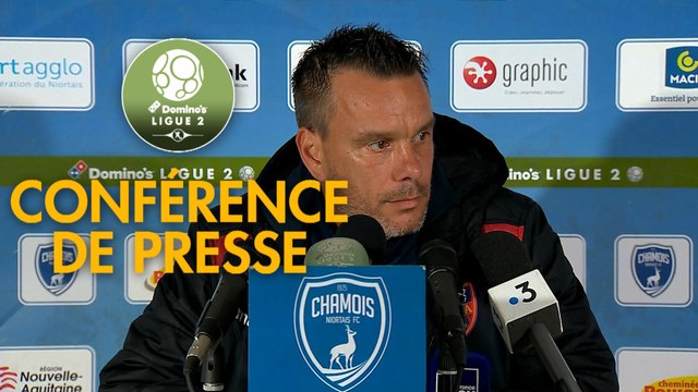 Conférence de presse Chamois Niortais - Gazélec FC Ajaccio (1-1) : Pascal PLANCQUE (CNFC) - Hervé DELLA MAGGIORE (GFCA) - 2018/2019
