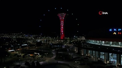 Antalya EXPO 2016'da 18 drone ile yapılan gösteri havadan görüntülendi