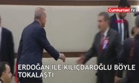 Erdoğan ile Kılıçdaroğlu böyle tokalaştı