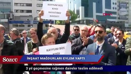 Dumankaya inşaat mağdurları TMSF önünde eylem yaptı
