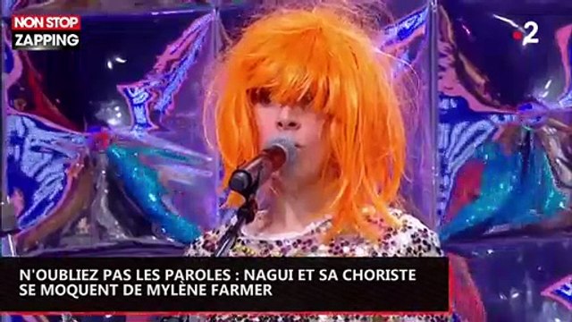 N'oubliez pas les paroles : Nagui et sa choriste se moquent de Mylène Farmer (vidéo)