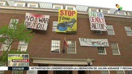 Activistas continúan defendiendo la embajada de Venezuela en EE.UU.
